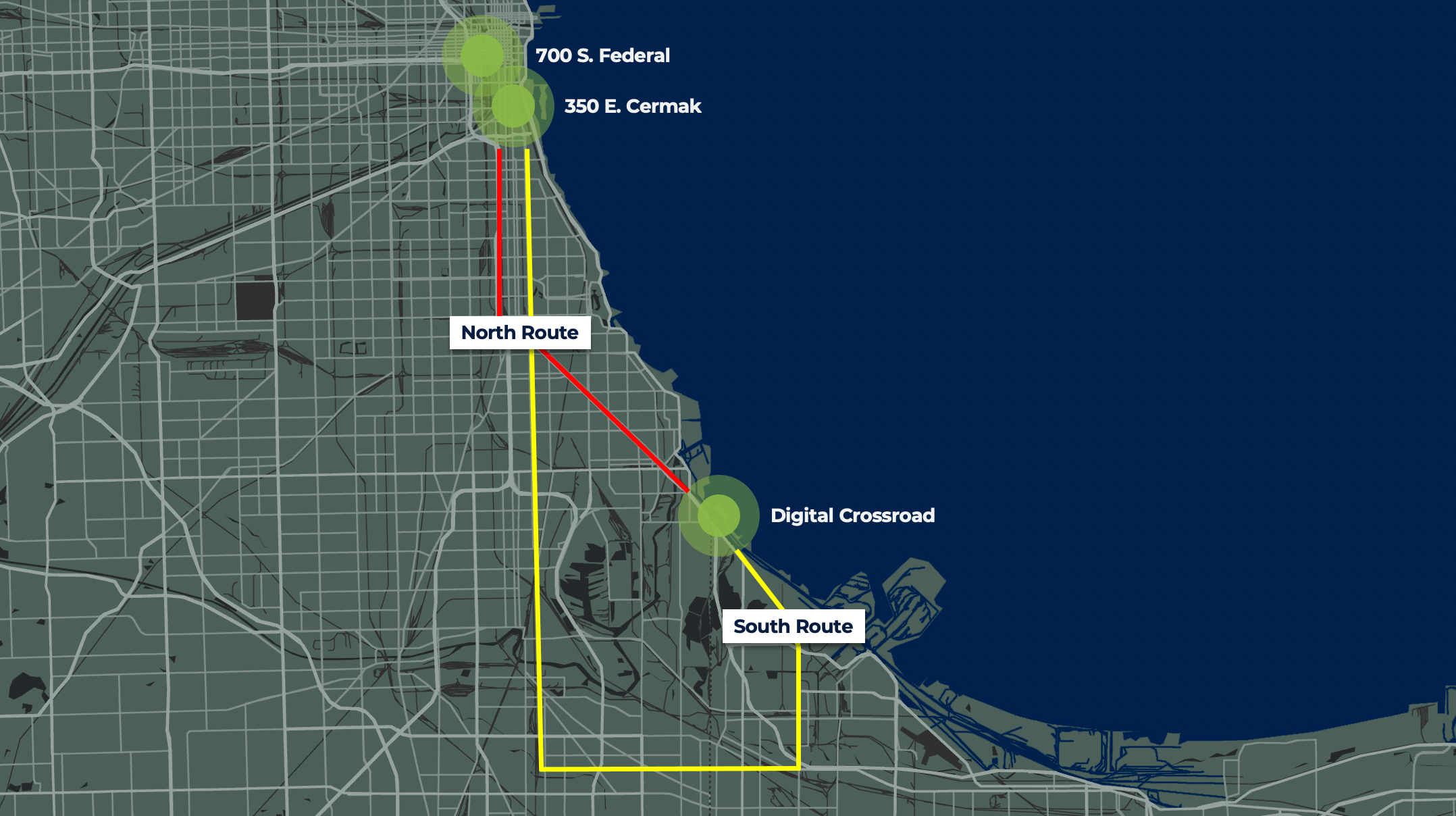 Digital Crossroad Hammond Indiana data center fiber route map